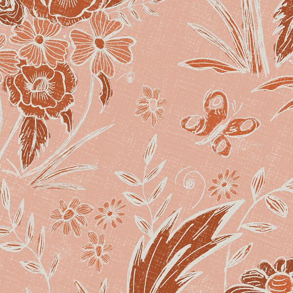 Sketchy Floral Warm Terra Cotta